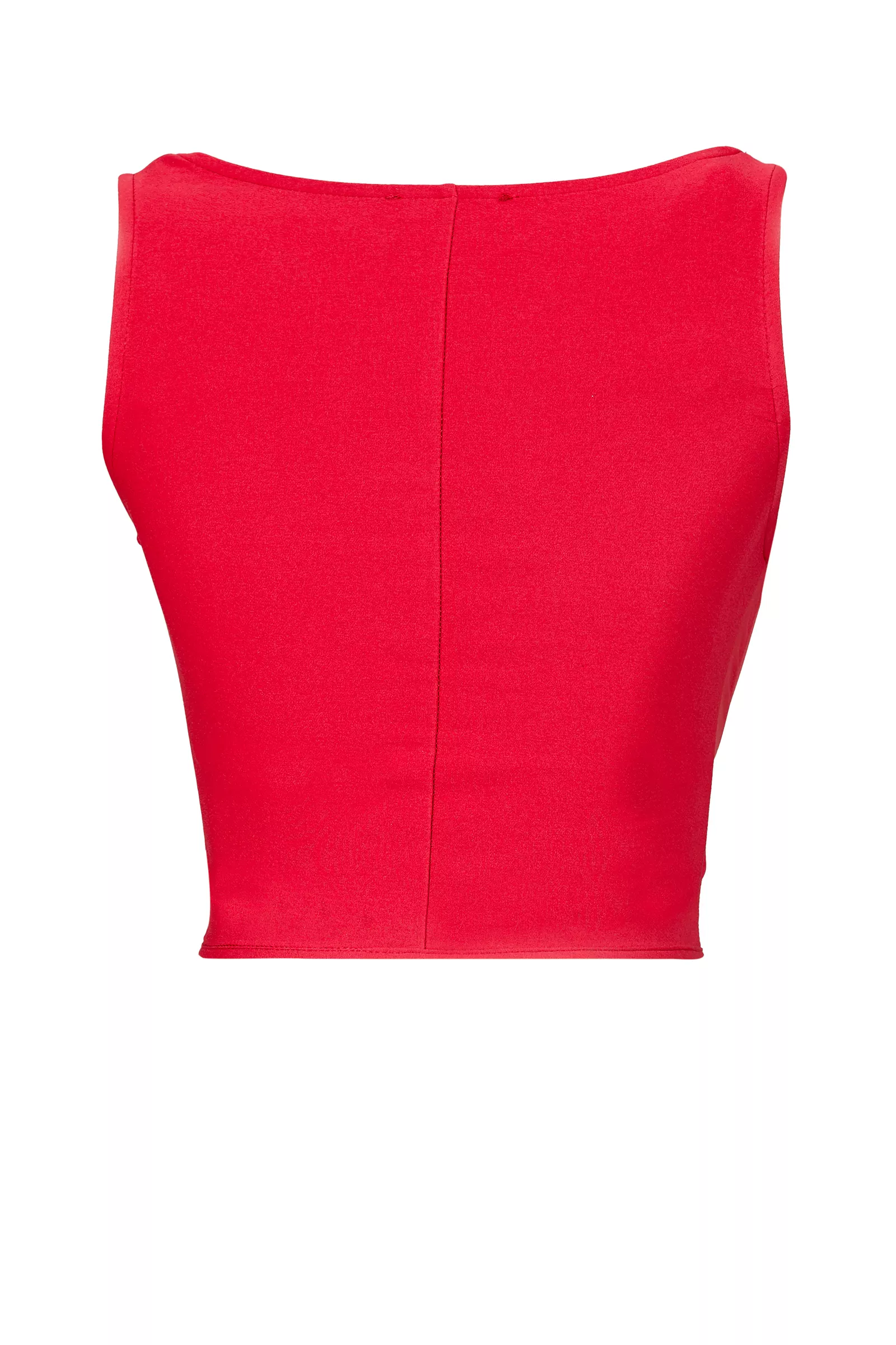 Red Knitted Sleeveless Crop Top