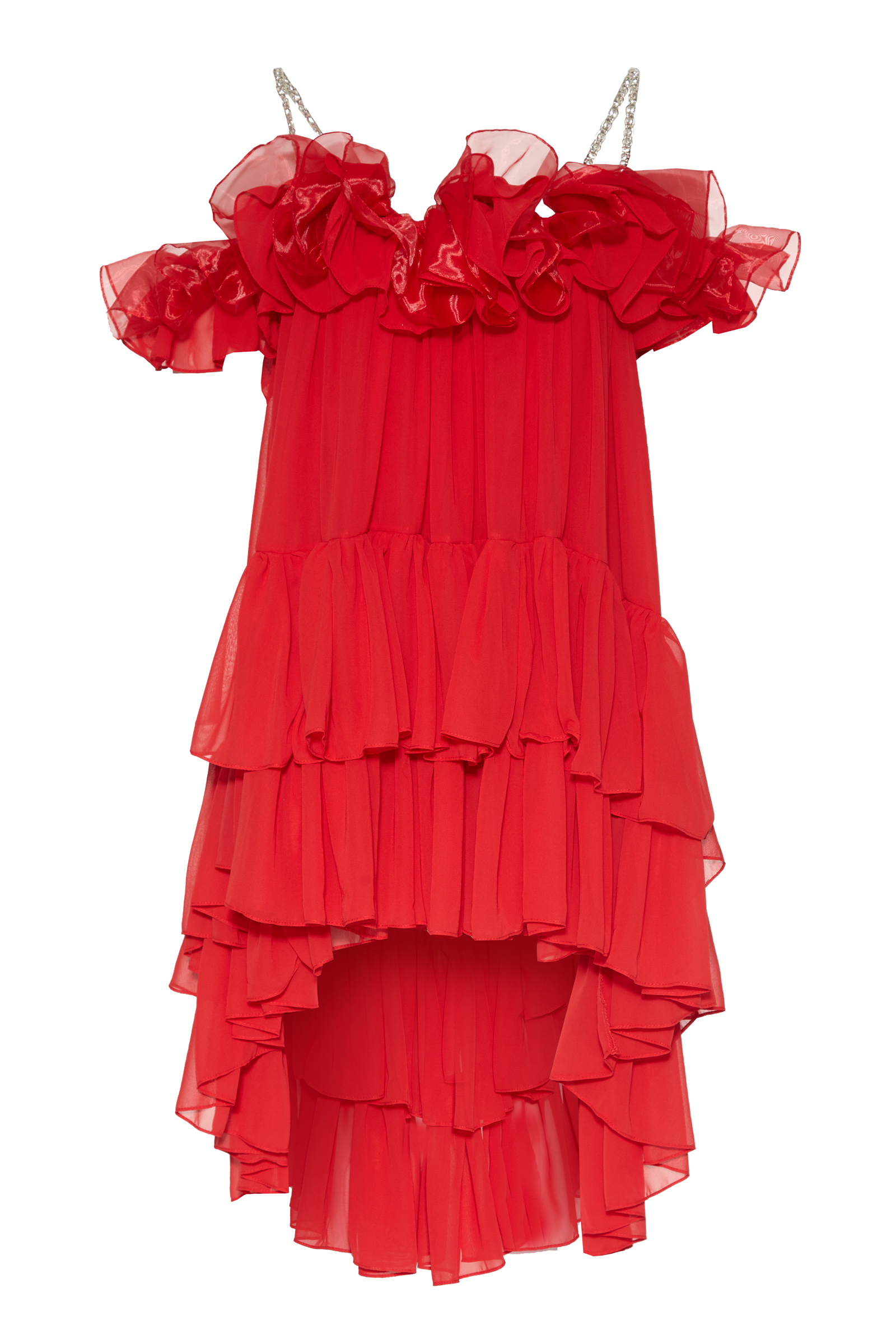 Red sifon sleeveless mini dress