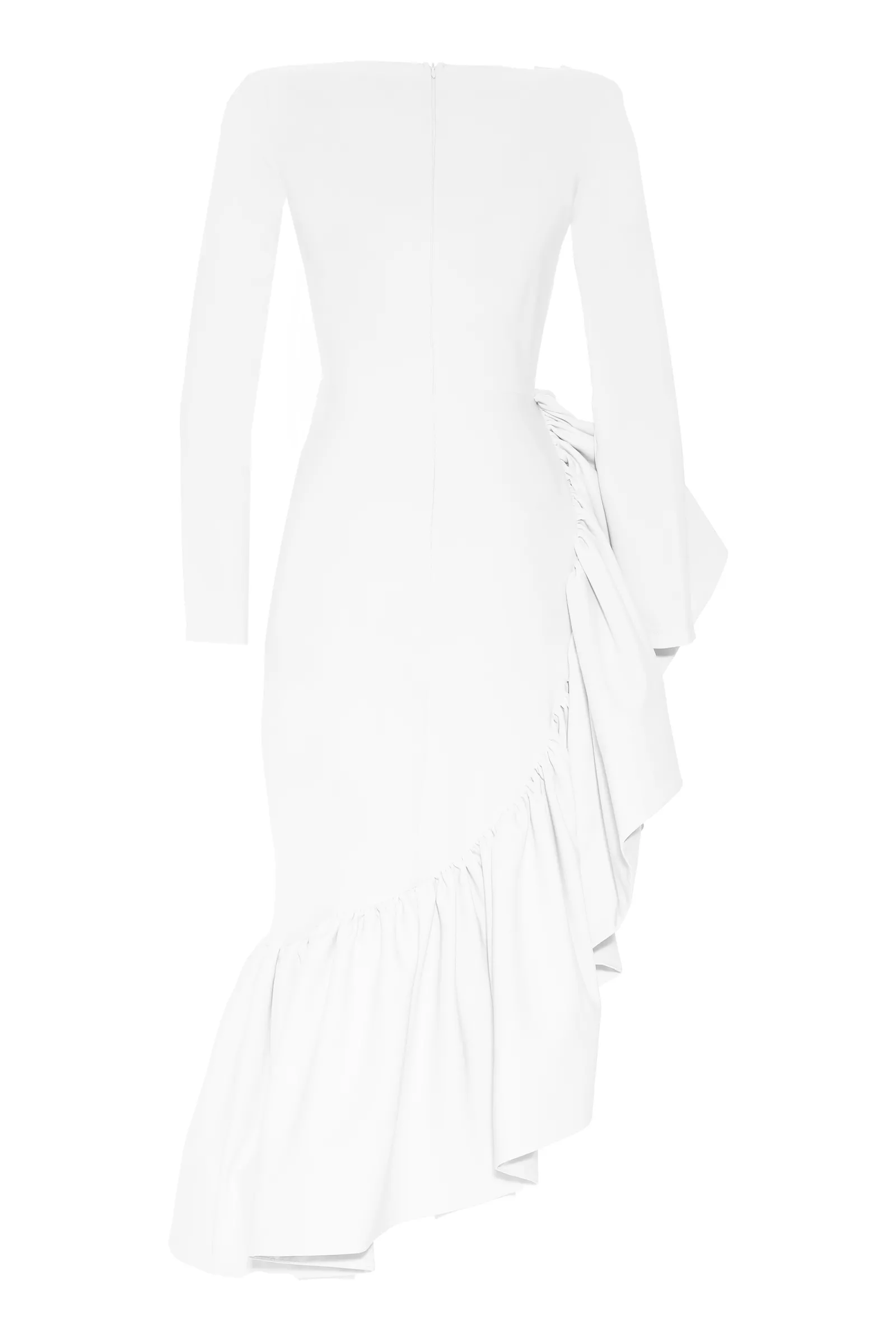 White Crepe Long Sleeve Maxi Dress