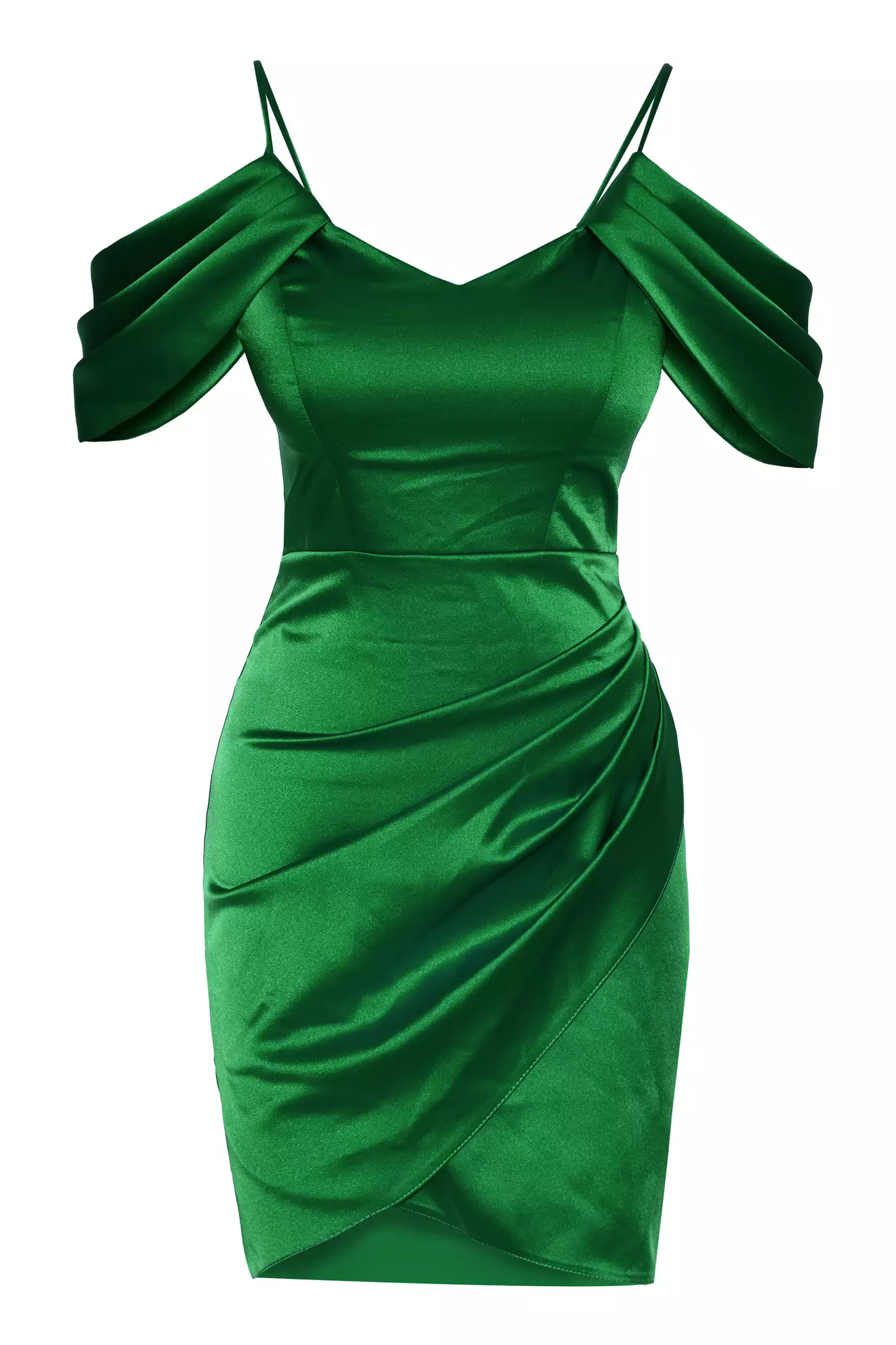 Green satin sleeveless mini dress