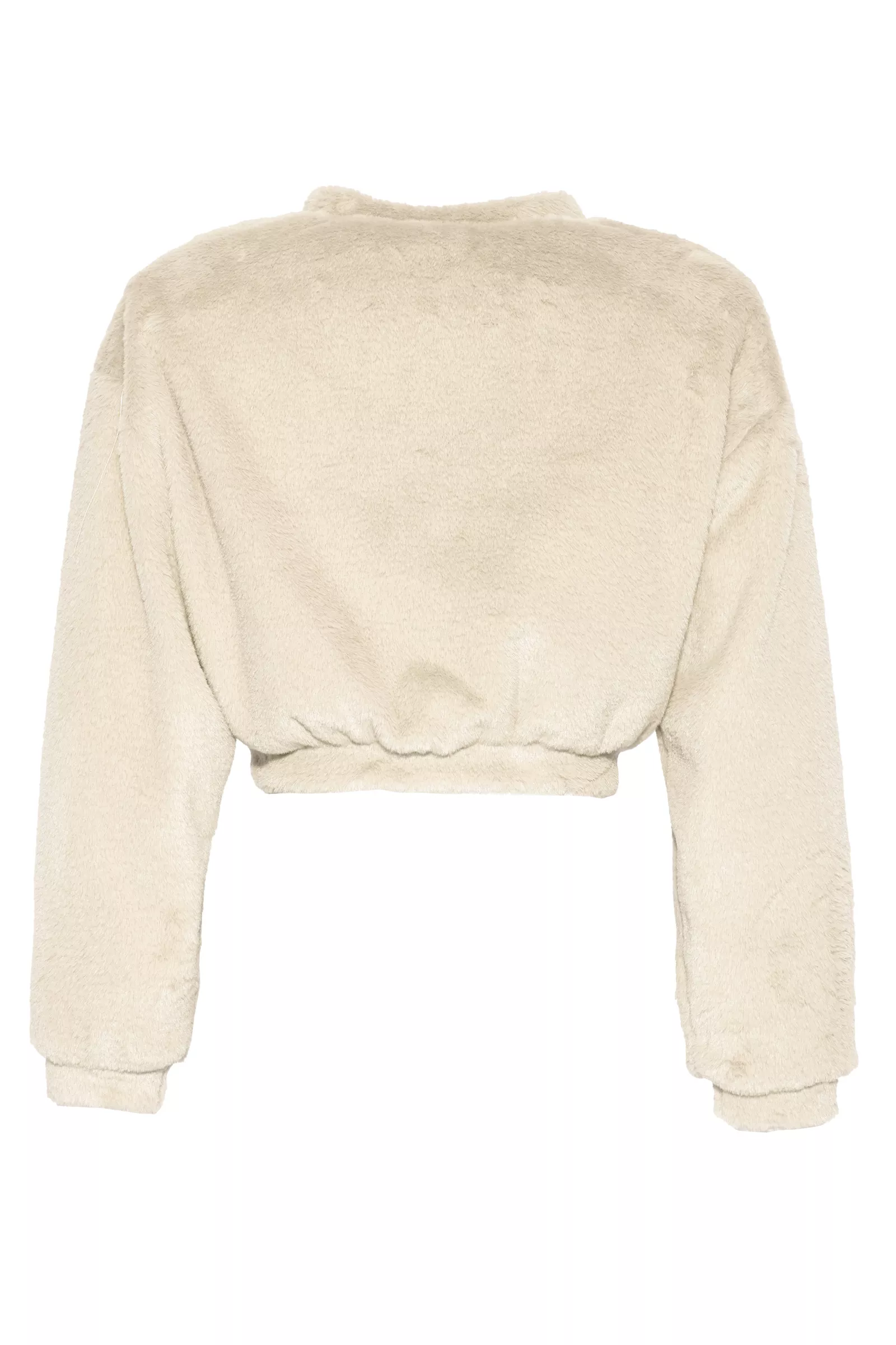 Beige Faux Fur Long Sleeve Sweatshirt