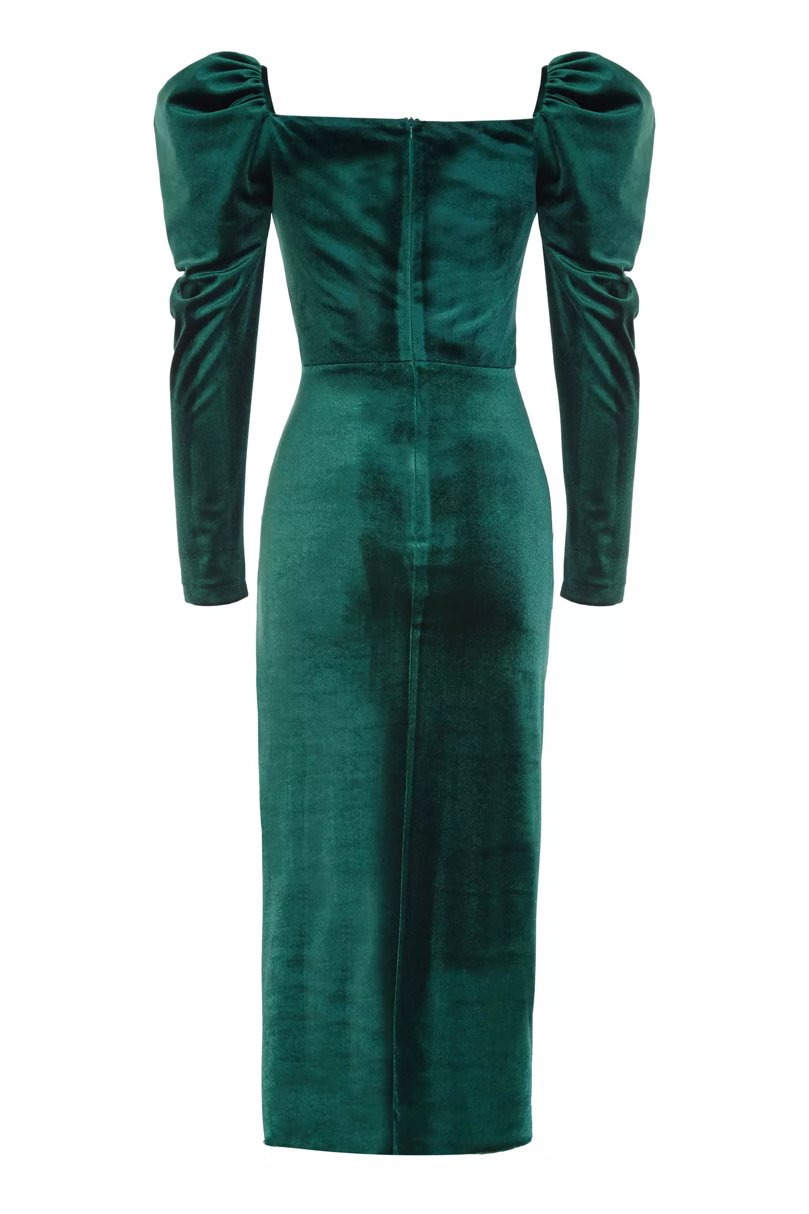 Green velvet long sleeve maxi dress