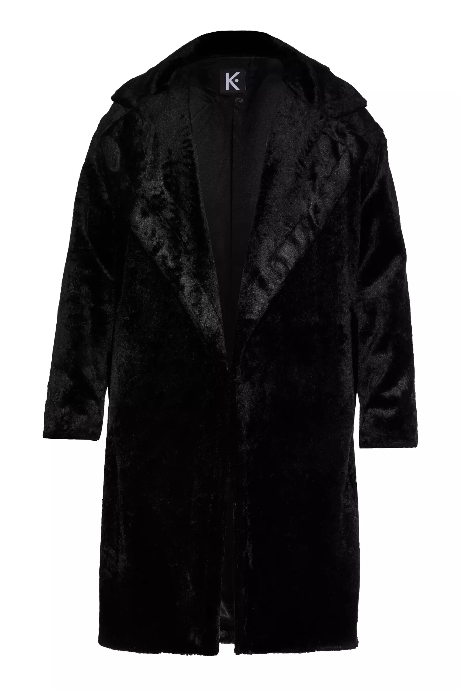 Black bunny long sleeve maxi coat