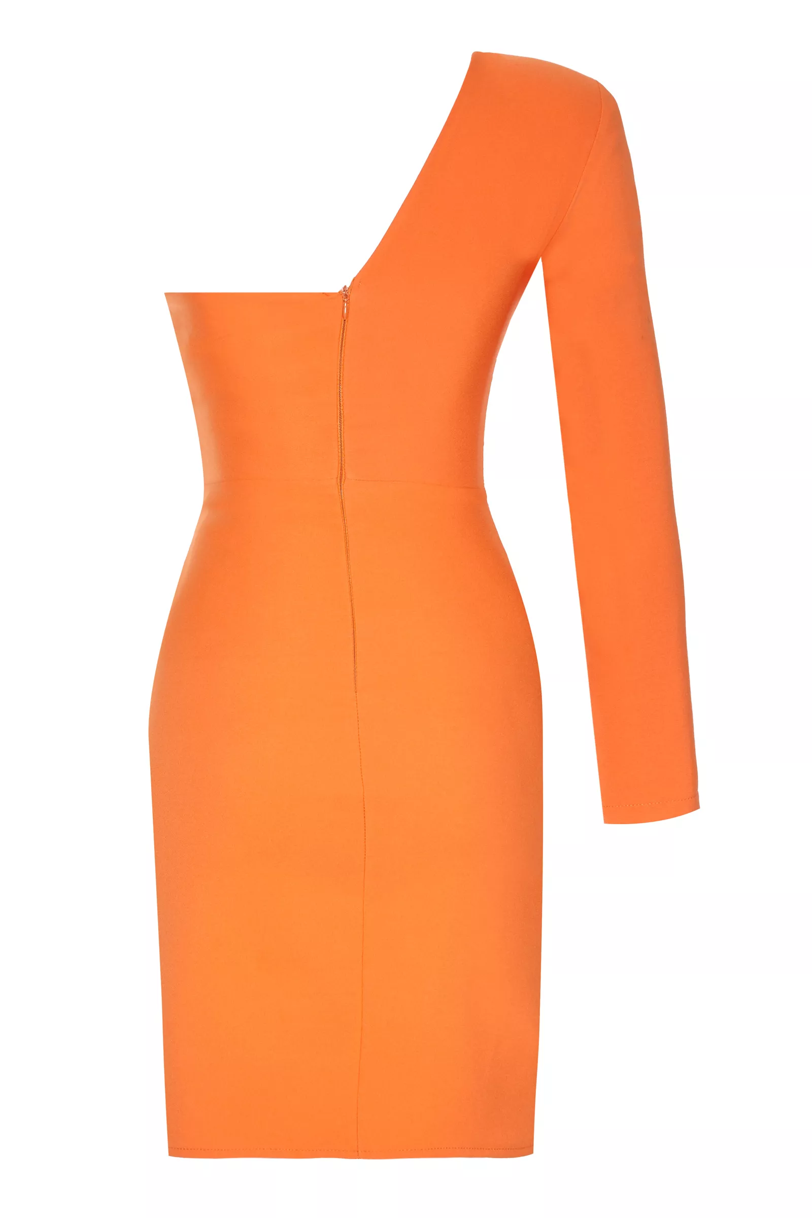 Orange crepe one arm mini dress