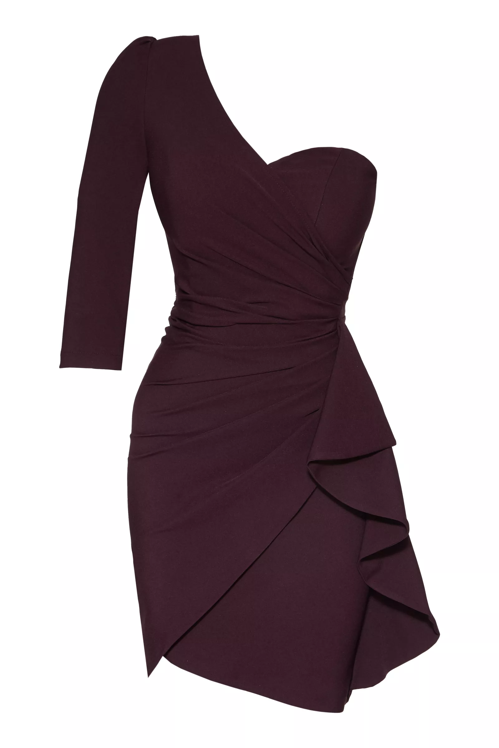 Purple Crepe One Arm Mini Dress
